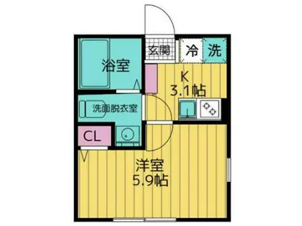 ベル・セゾン生田(1K/1階)の間取り写真