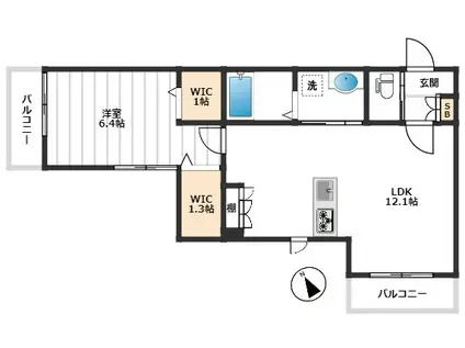 アルシオネ赤塚(1LDK/4階)の間取り写真