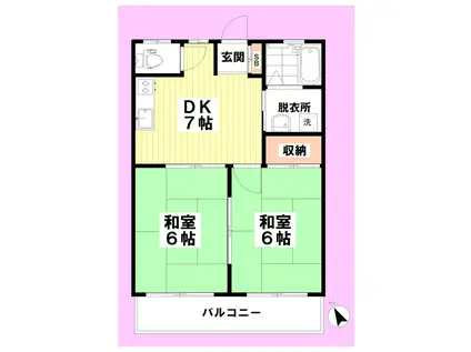 メープルハイツ(2DK/2階)の間取り写真