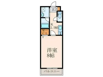 プレステージ熊谷(1K/2階)の間取り写真