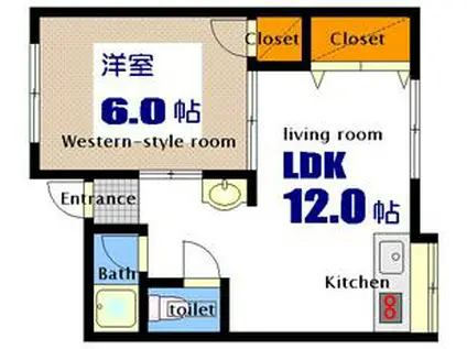 ウイングヒル(1LDK/1階)の間取り写真