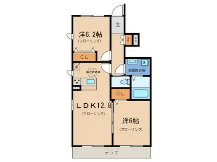 ＪＲ東海道本線 瀬田駅(滋賀) 徒歩18分 2階建 築9年(2LDK/1階)の間取り写真