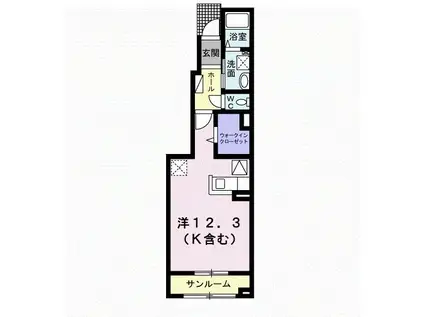 ボヌール長者町(ワンルーム/1階)の間取り写真