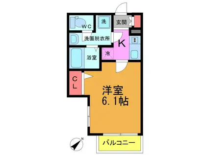 ベリエ津田沼(1K/1階)の間取り写真