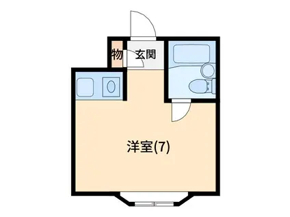 あるる岸町(ワンルーム/2階)の間取り写真