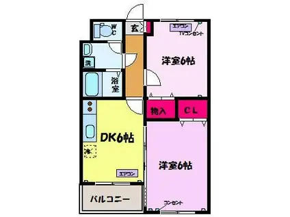 ドリームハウス大山(2DK/2階)の間取り写真