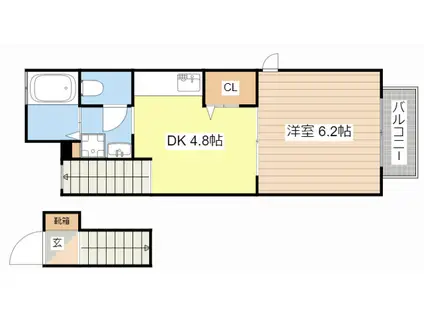パル151(1DK/2階)の間取り写真