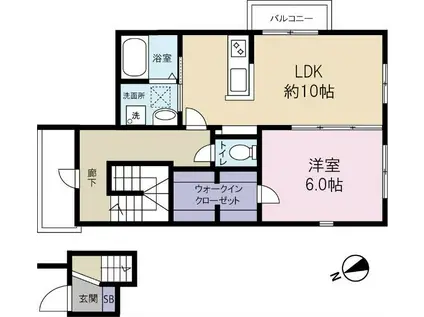 ホーリー(1LDK/2階)の間取り写真