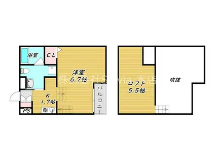 ESTRELLA堺(1K/2階)の間取り写真