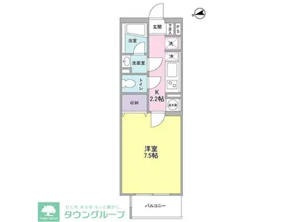 ベルク城山壱番館(1K/4階)の間取り写真