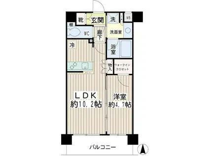 エクセル武蔵小杉(1LDK/4階)の間取り写真