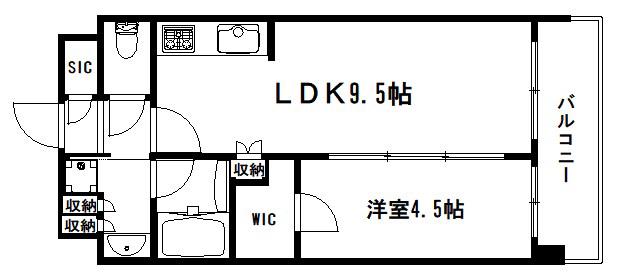 プレサンスロジェ京都西大路(1LDK/3階)の間取り写真