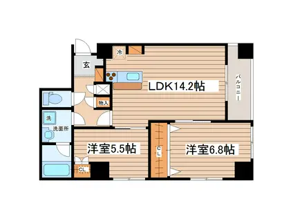 イーストゲート名掛丁(2LDK/3階)の間取り写真