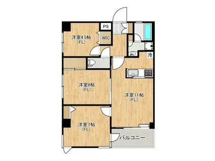 よもマンション(3LDK/2階)の間取り写真