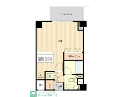 萩中イースト(1K/2階)の間取り写真