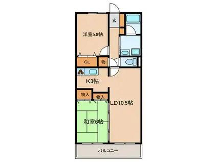 プライムガーデン(2LDK/3階)の間取り写真