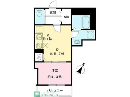 LUMORA玉南(1DK/1階)の間取り写真