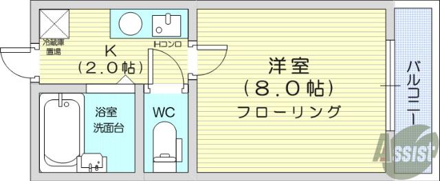 大和町フルーチェ・モリヤ(1K/3階)の間取り写真