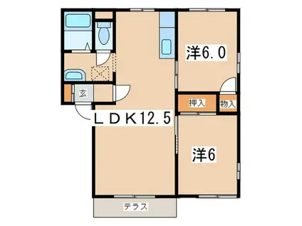 グランフレグランス3(2LDK/1階)の間取り写真