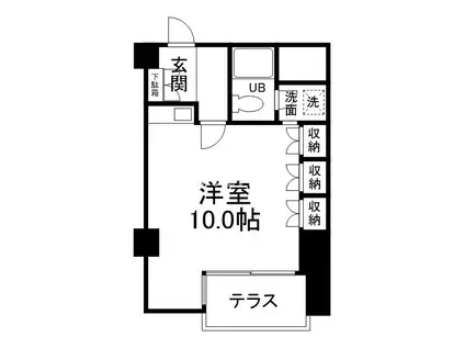 ヴェルビュ二条城東(ワンルーム/1階)の間取り写真