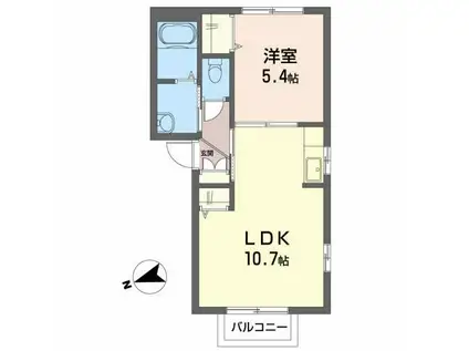 フォンティーヌ国見(1LDK/2階)の間取り写真