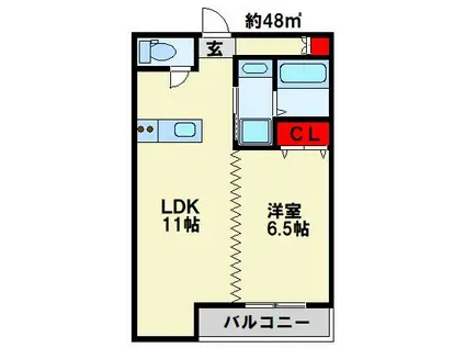 三萩野ビル(ワンルーム/3階)の間取り写真