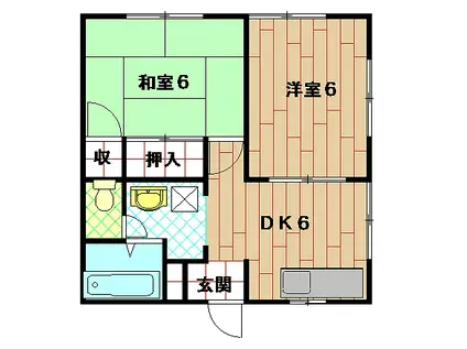 エーコーハイム(2DK/1階)の間取り写真