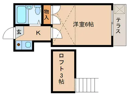 マーキュリーII(1K/1階)の間取り写真