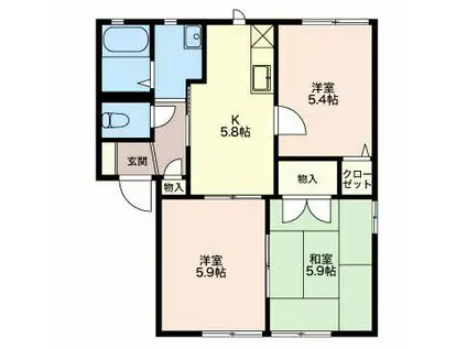 ミレニアムタウン2000D(3K/1階)の間取り写真