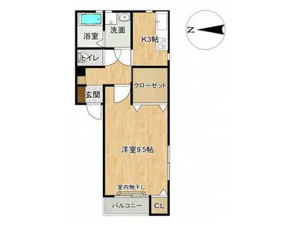 グランドブルー日野(1K/1階)の間取り写真