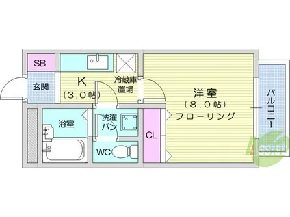 コーポライフながまち(1K/1階)の間取り写真