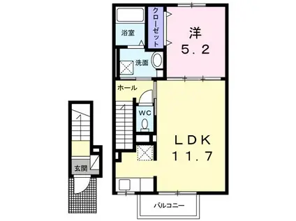 グレイスパラッツォII(1LDK/2階)の間取り写真