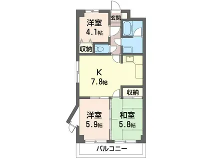 ライフルマンション(3DK/3階)の間取り写真