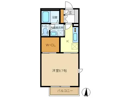 セントポーリア(1K/2階)の間取り写真