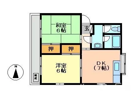 サンフラッツ2 A(2DK/1階)の間取り写真