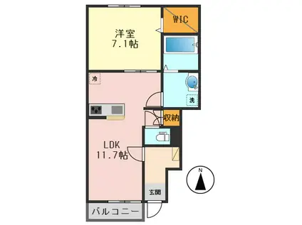フローレンスレジデンス(1LDK/1階)の間取り写真