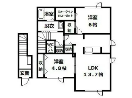 レトアはるにれ(2LDK/2階)の間取り写真