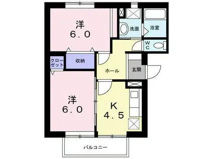 エクセル城東B(2K/2階)の間取り写真
