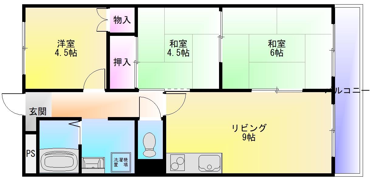 ウエストヒル(3LDK/4階)の間取り写真