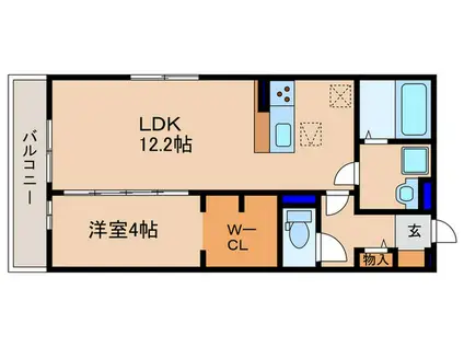 D-ROOM平井B棟(1LDK/1階)の間取り写真