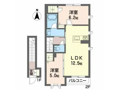 ラルーチェ(2LDK/2階)の間取り写真