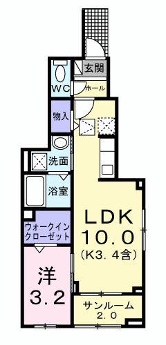 ル・ソレイユ(1LDK/1階)の間取り写真