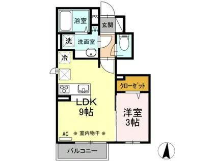 ハッピーハイム(1LDK/1階)の間取り写真
