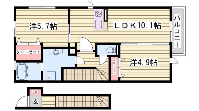 リヴェール フォスター(2LDK/2階)の間取り写真