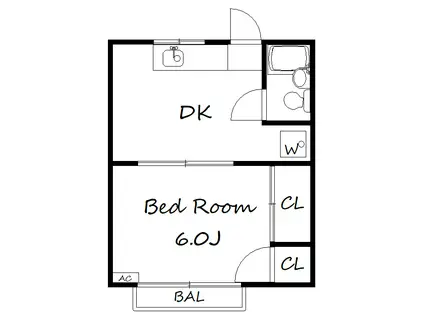 ホワイトハイツ(1K/1階)の間取り写真