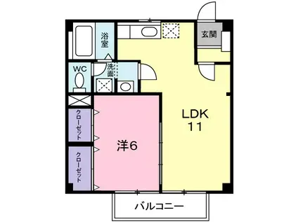 サンハイツ北野(1LDK/1階)の間取り写真
