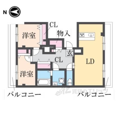 ハイツリヴィエール(2LDK/5階)の間取り写真