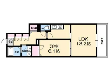 メゾン・カンフリエ井口(1LDK/1階)の間取り写真