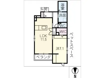 エクラージュ名駅(1LDK/2階)の間取り写真