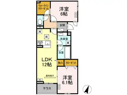エスペリア・K(2LDK/1階)の間取り写真